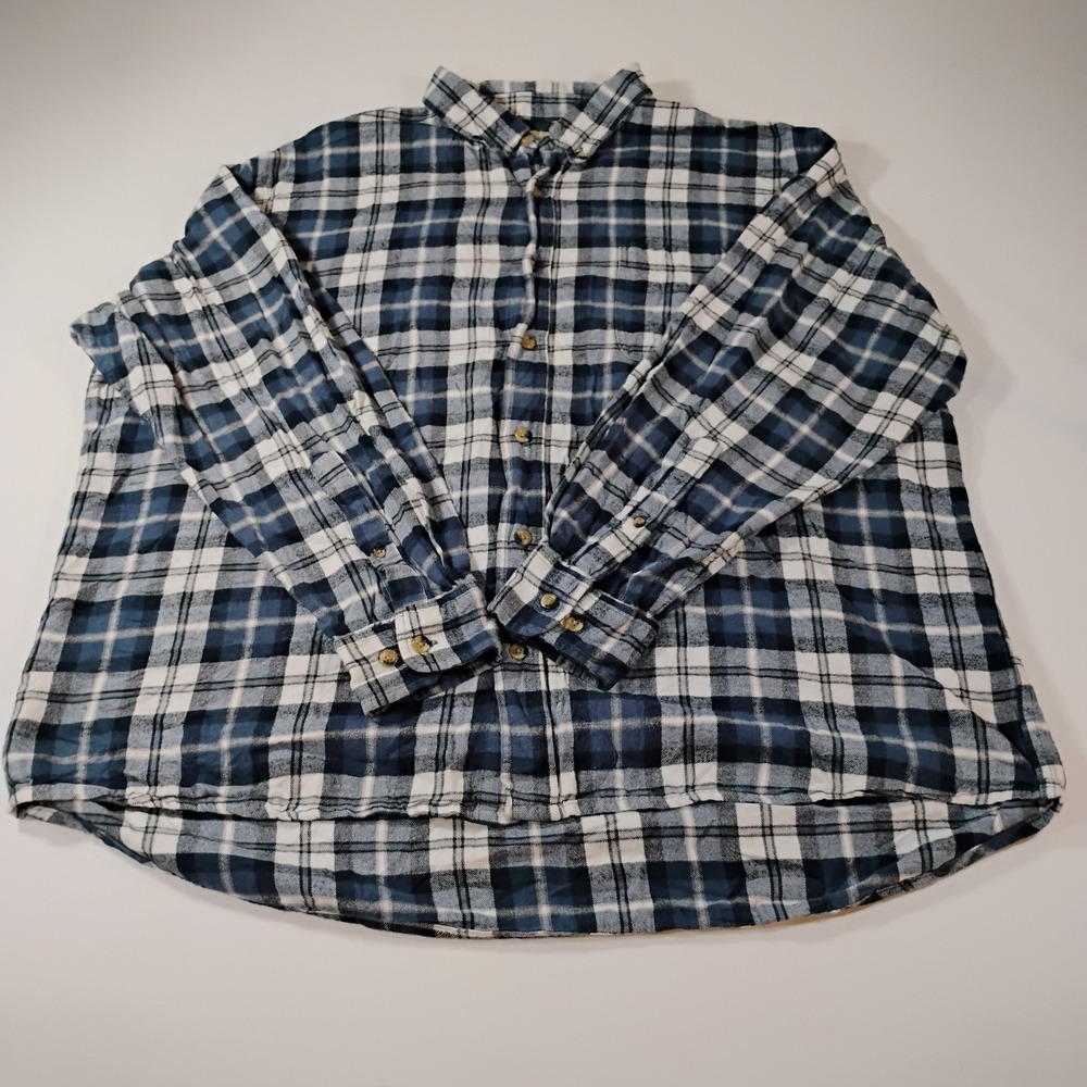 Hobbs Creek Tartan Flannel Men's Size XXL Button Up Shirt Blue White